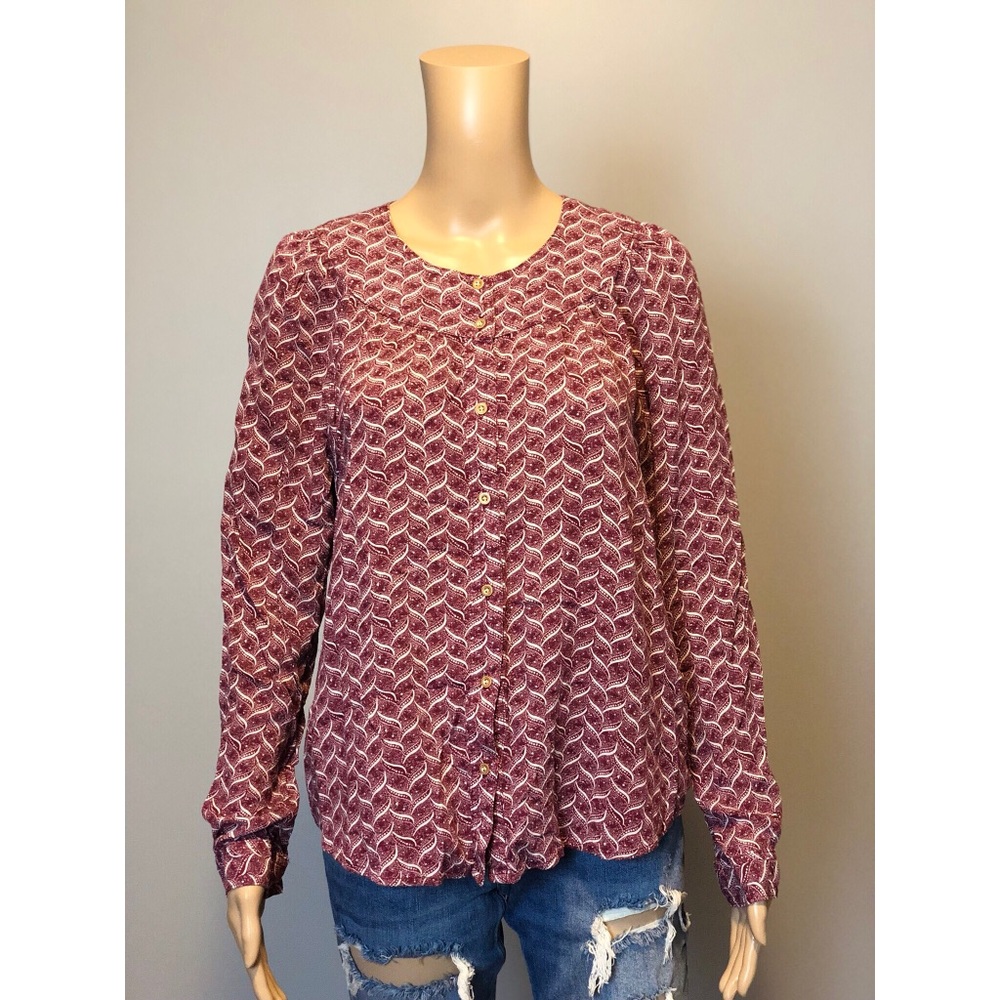 Maeve Anthropologie Prin Rayon Button Blouse Top